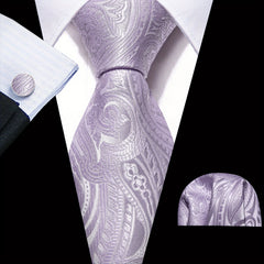 Men's Paisley Silk Tie Set Wedding Accessories Gift