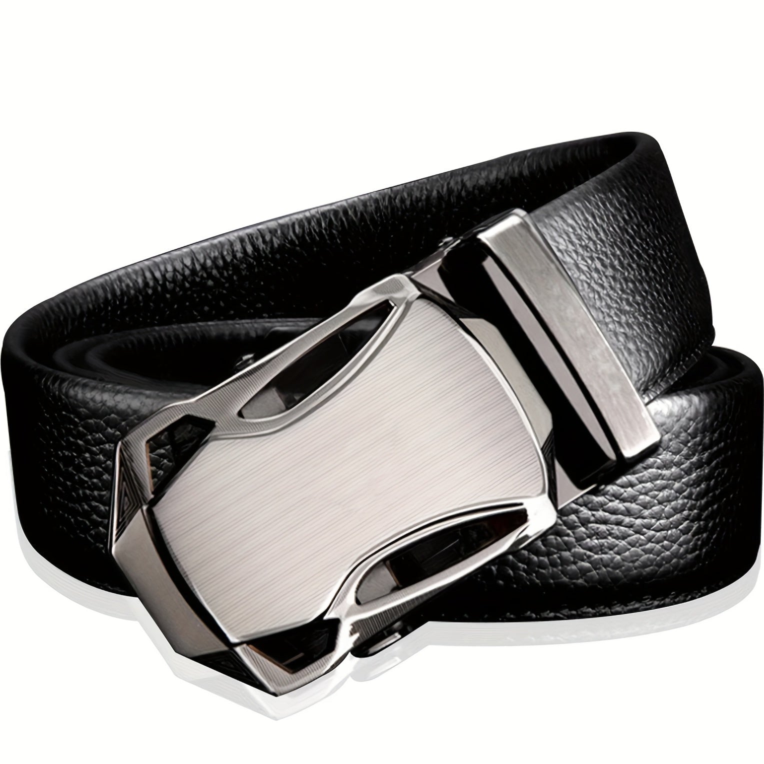 Men's Leather Edging Sports Car Style High Waist Pants Belt