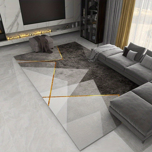 Modern Abstract Geometric Area Rug Grey Floor Carpet Non Shedding