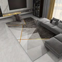Modern Abstract Geometric Area Rug Grey Floor Carpet Non Shedding