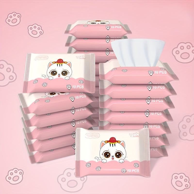 10 Disposable Wet Tissues for Baby Hand & Mouth Cleaning