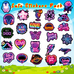 150 Mixed Cartoon Stickers Waterproof Colorful Graffiti Neon