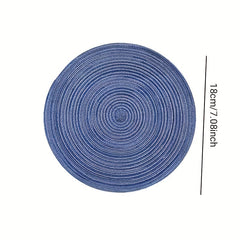 1pc Round Plastic Placemats Solid Fabric Table Mat Heat Insulat
