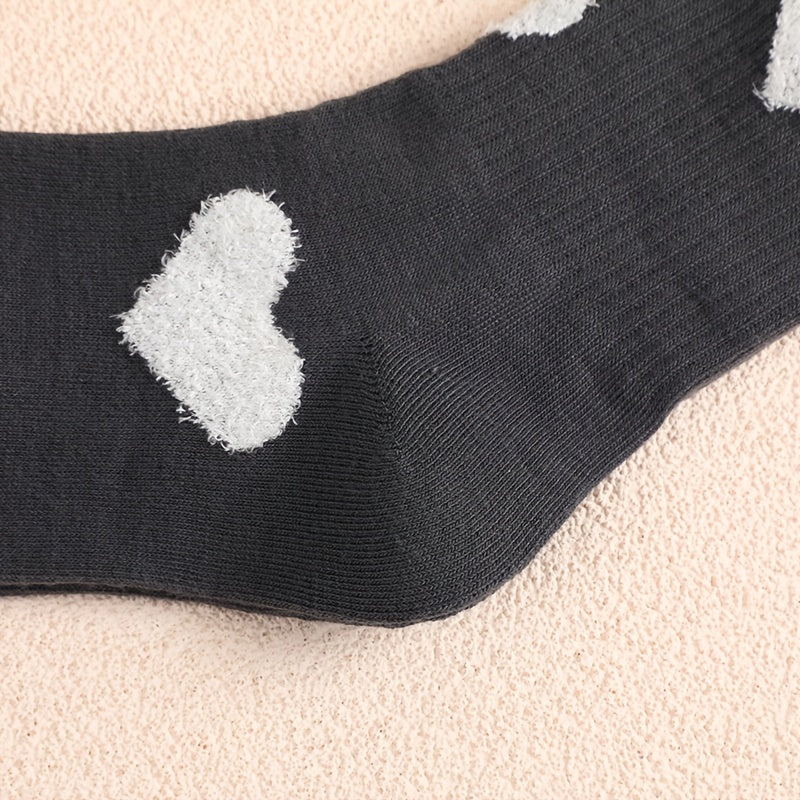 3 Pairs Heart Print Socks Comfy & Breathable All match Socks Women's Stockings