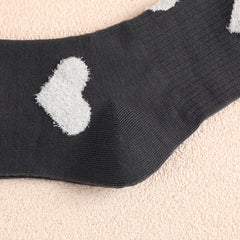 3 Pairs Heart Print Socks Comfy & Breathable All match Socks Women's Stockings
