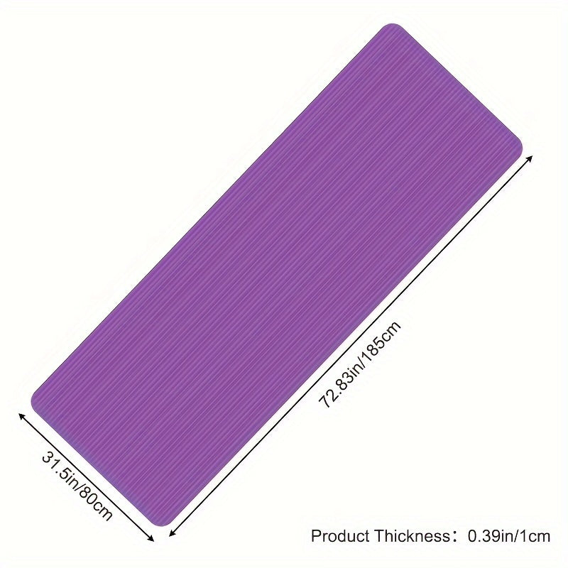 Solid Striped Yoga Mat Non Slip Thicken Fitness Mat With Carrying Strap