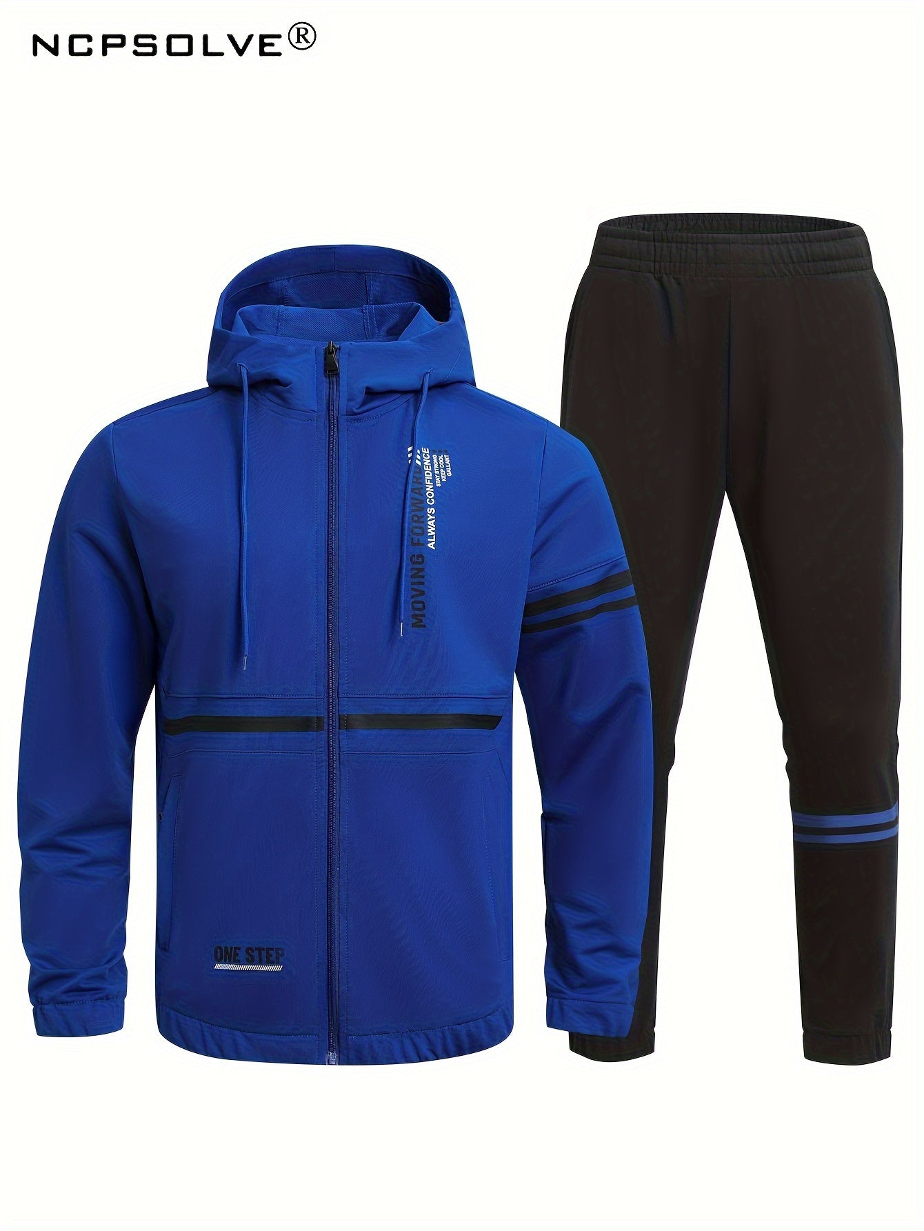 Men's Jersey Suit Hooded Zipper Jacket And Casual Pants