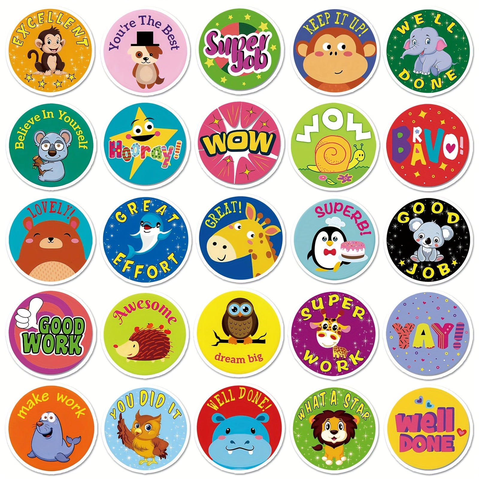50pcs Cartoon Growth Reward Stickers Decor Fun Holiday & Birthday