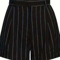 Striped Print High Waist Summer Shorts Women's Clothing