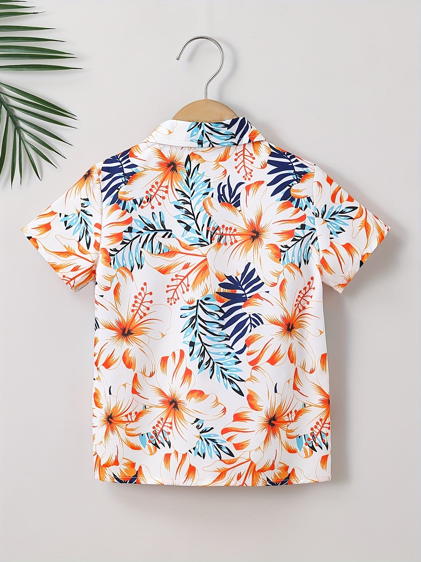 Boys Leaves Print Shirt For Beach Vacation