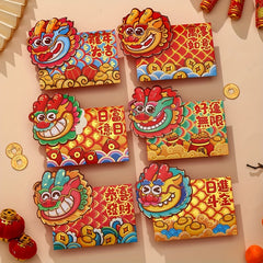 6pcs Chinese Dragon Year Cartoon Red Envelope Lucky Money Bag