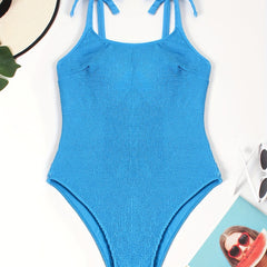Swimsuit Textured Tie Shoulder One Piece Bathing Suit