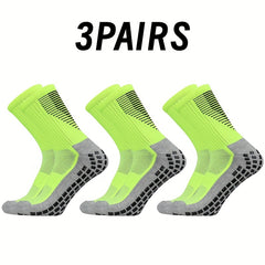 3 Pairs Non Slip Soccer Socks Breathable Outdoor Sports Crew Socks