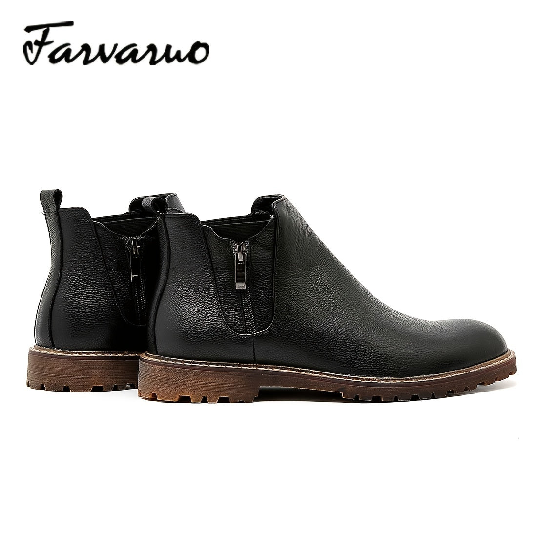 FARWARWO Zipper Chelsea Boots Men's Leather Formal