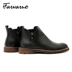 FARWARWO Zipper Chelsea Boots Men's Leather Formal