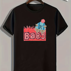 Baby Pattern Print Men's Sports T-shirt, Outdoor Fitness Clothing, Gift For Men
