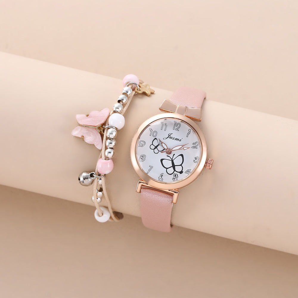 Toddler Girls Circle Butterfly Quartz Watch
