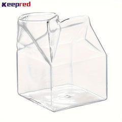 Creative Milk Box Water Cup Glass Bottle For Juice Coffee Tea Birthday