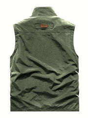 Men's Cargo Vest Outdoor Fishing Zip Up Spring Summer