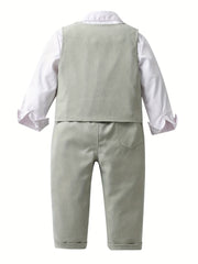 Boys Formal Outfits with Bowtie, Shirt, Pants, Vest