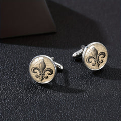 Brown Lily Flower Cufflinks on Handwritten Background - Gift for Boyfriend