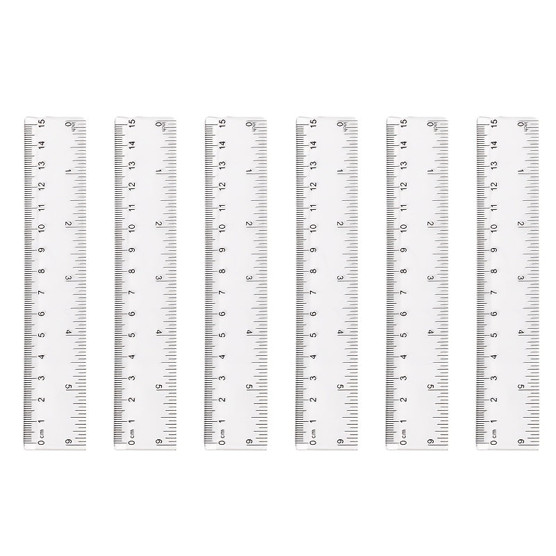 10pcs Clear Plastic Rulers Inches Metric Student Rulers w/ Slanted Edge
