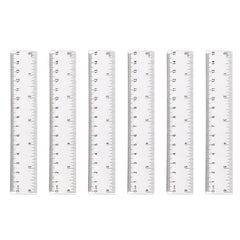 10pcs Clear Plastic Rulers Inches Metric Student Rulers w/ Slanted Edge