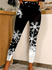 Snowflake & Dot Print High Rise Leggings