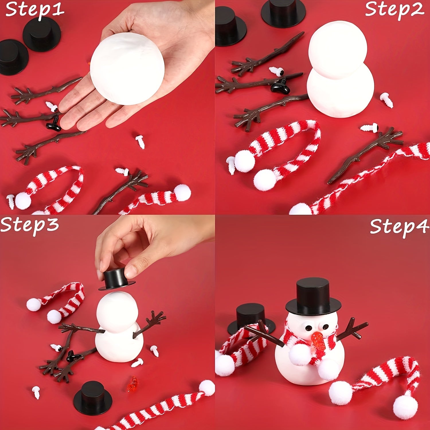 Foam Ball Snowman DIY Kit Christmas Craft Polystyrene Balls Arts Crafts
