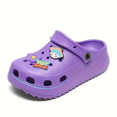 Women's Platform Garden Clogs Cartoon Wedge Slide Shoes