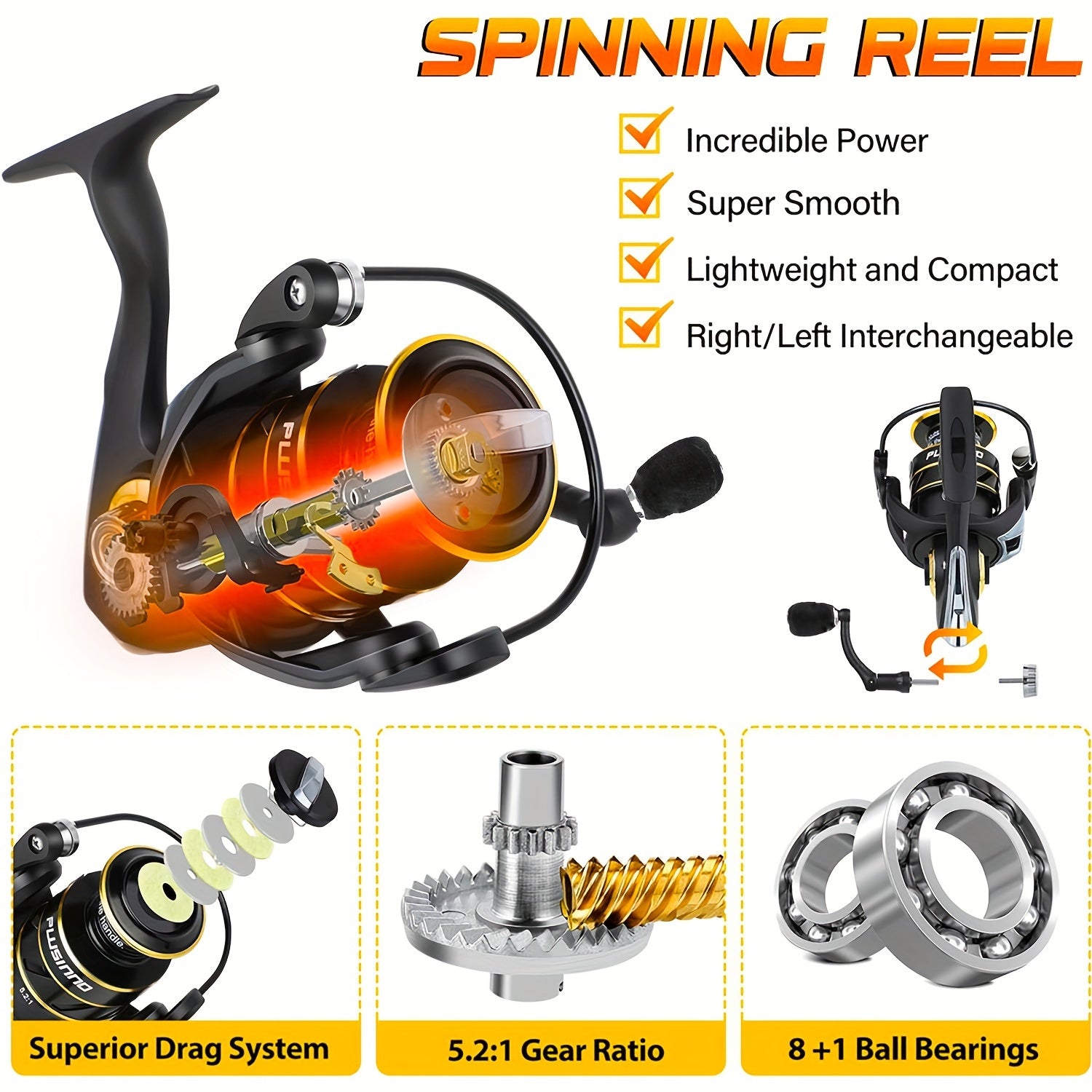 1pc 3000 Spinning Reel 8 1 BB 9 07KG Max Drag Fishing Tackle