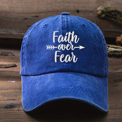 Faith Over Fear Washed Distressed Baseball Cap