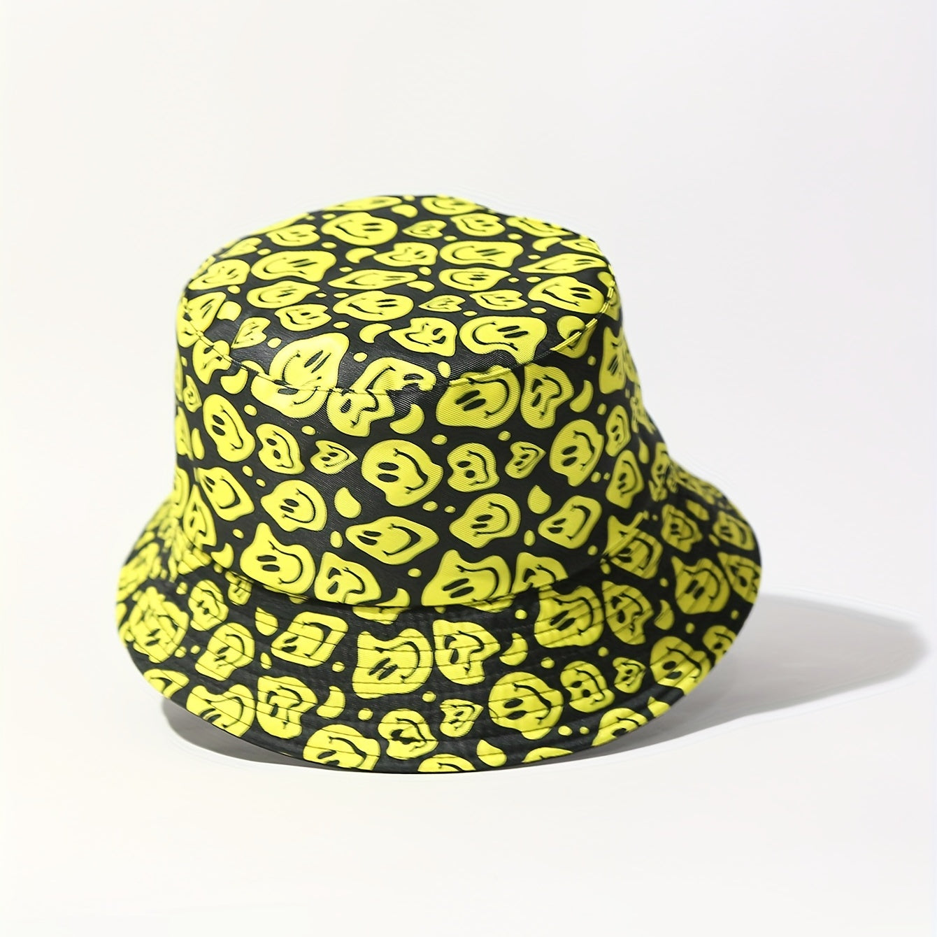 Yellow Face Full Print Bucket Hat Unisex Lightweight Sunscreen Cap