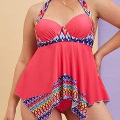 Tribal Print Halter Neck Tankini Set