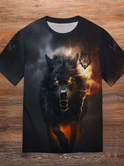 Men's Wolf Graphic T-shirt Casual Tee for Outdoors