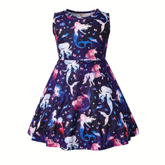 Toddler Girls Mermaid Unicorns & Sea Animals Graphic Dress