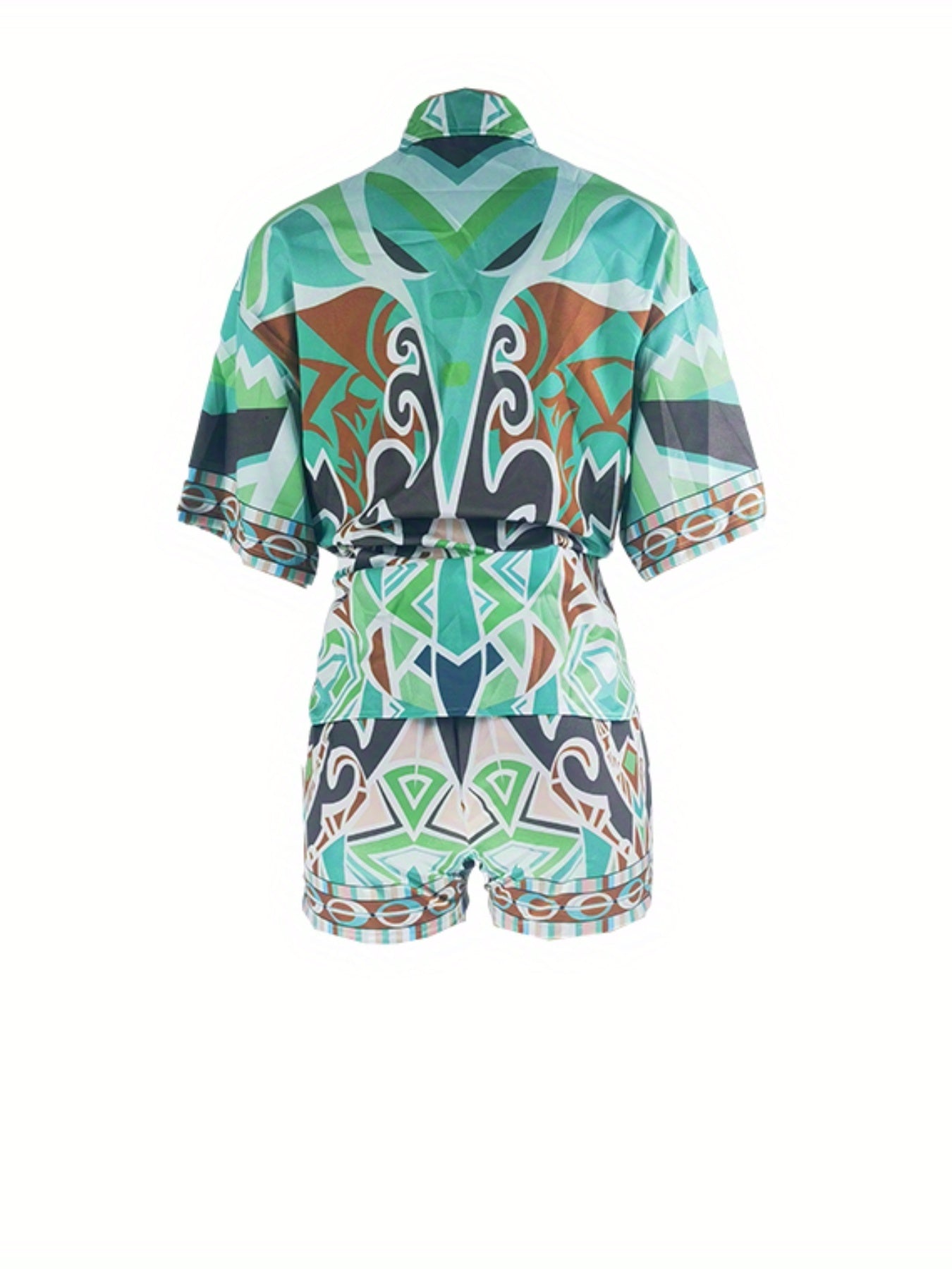 All Over Print Two piece Shorts Set Women's Outfits