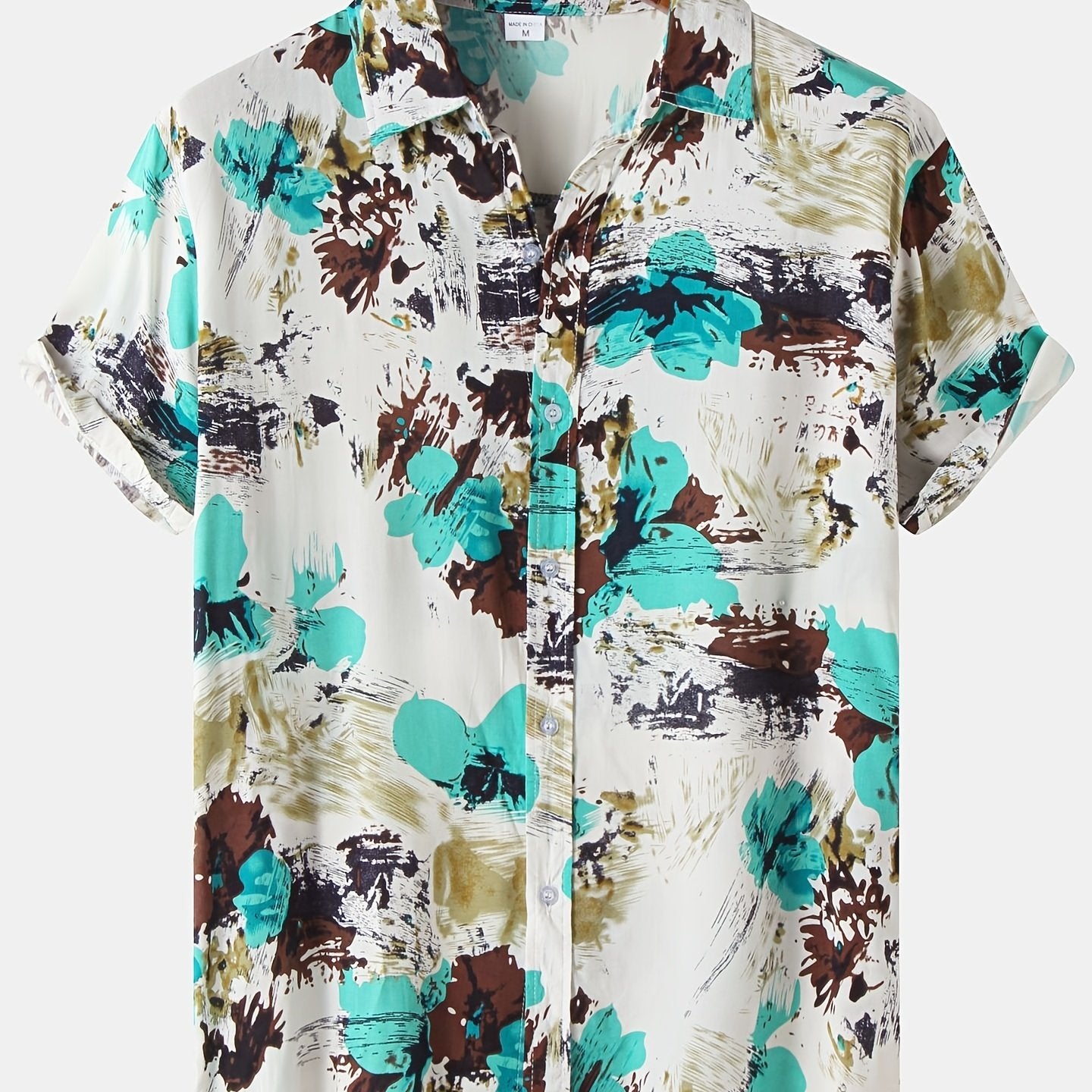 Men s Cotton Splatter Paint Short Sleeve Shirt Hawaiian Shirt