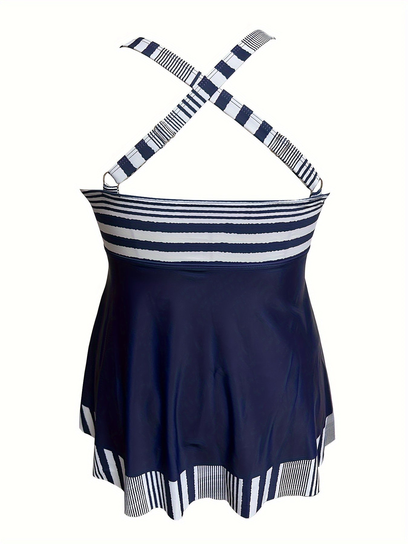 Striped Crisscross Back Tankini Set