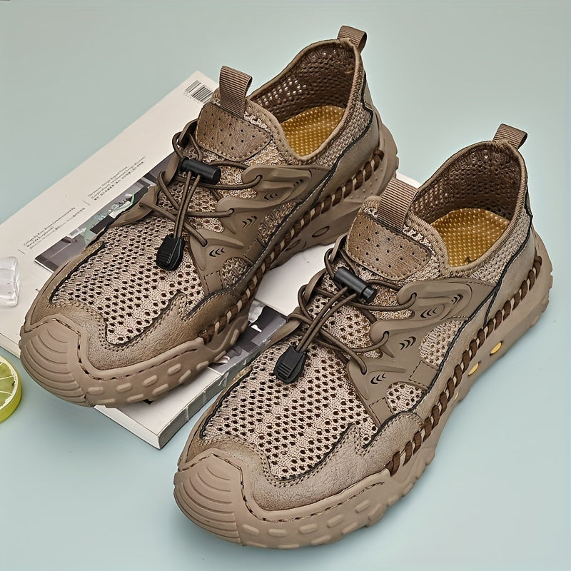 Men's No Tie Slip On Mesh Sneakers Adjustable Draw String