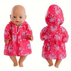 Pink Unicorn Raincoat for 17-18 Inch Dolls