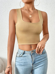 Square Neck Crop Tank Top for Women