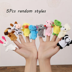 5pcs Mini Plush Finger Dolls Soft Cartoon Animal Toys for Kids