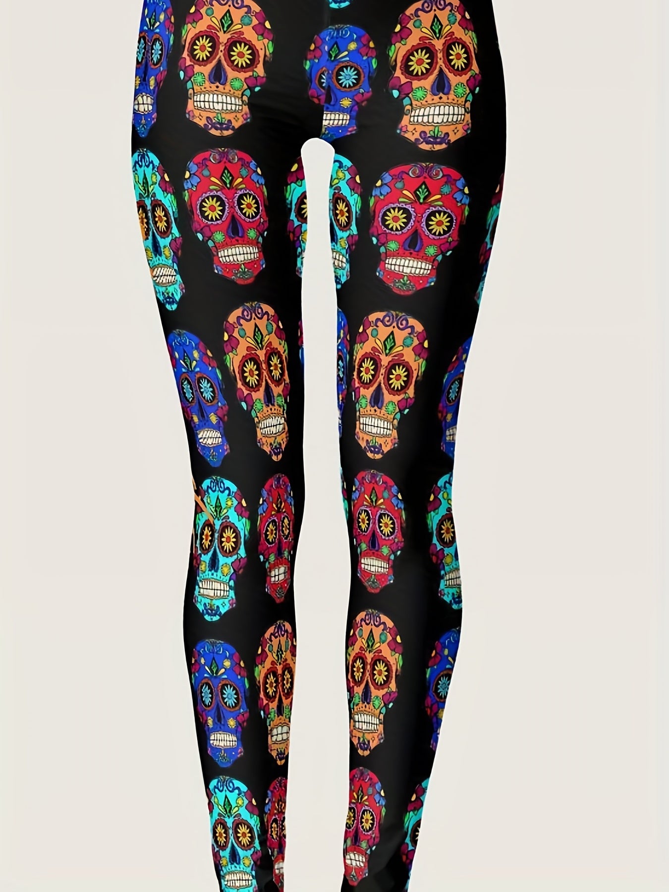Abstract Skull Print High Rise Yoga Leggings
