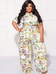 Floral Print Crop Top & Pants Set