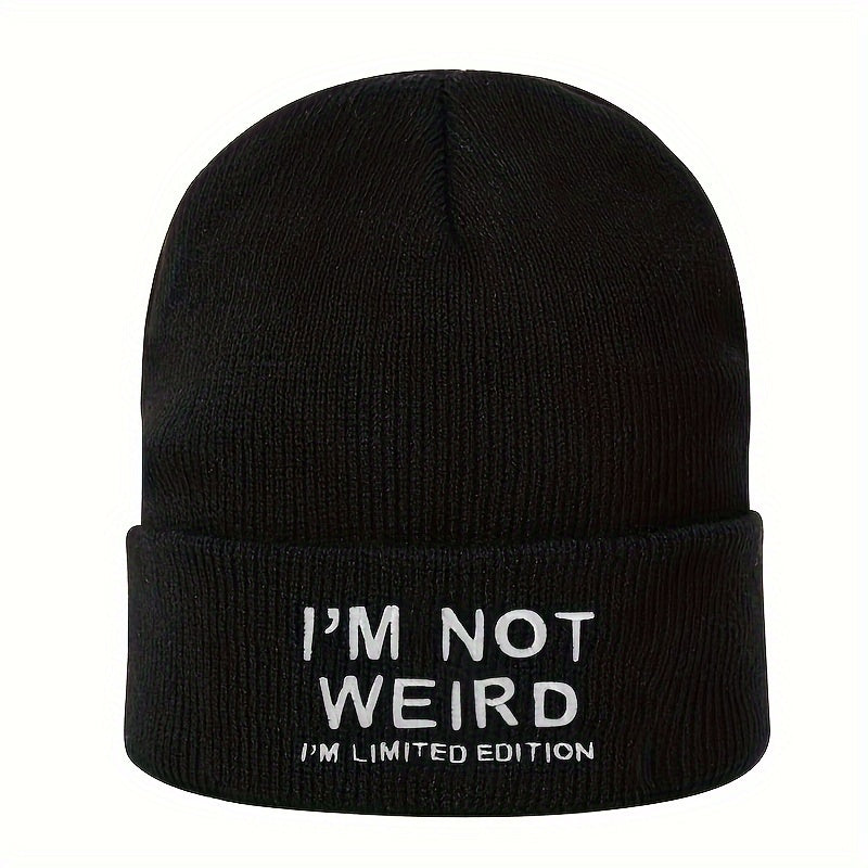 Y2K Gothic I'M NOT WEIRD Knitted Beanie Hat for Outdoor Activities