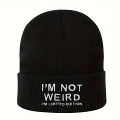 Y2K Gothic I'M NOT WEIRD Knitted Beanie Hat for Outdoor Activities
