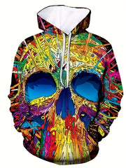 Skull 3D Print Hoodie for Men Autumn Winter