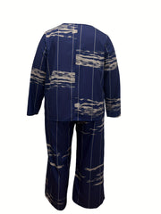 Casual Two Piece Set Women's Plus Print Top & Pants Outfit