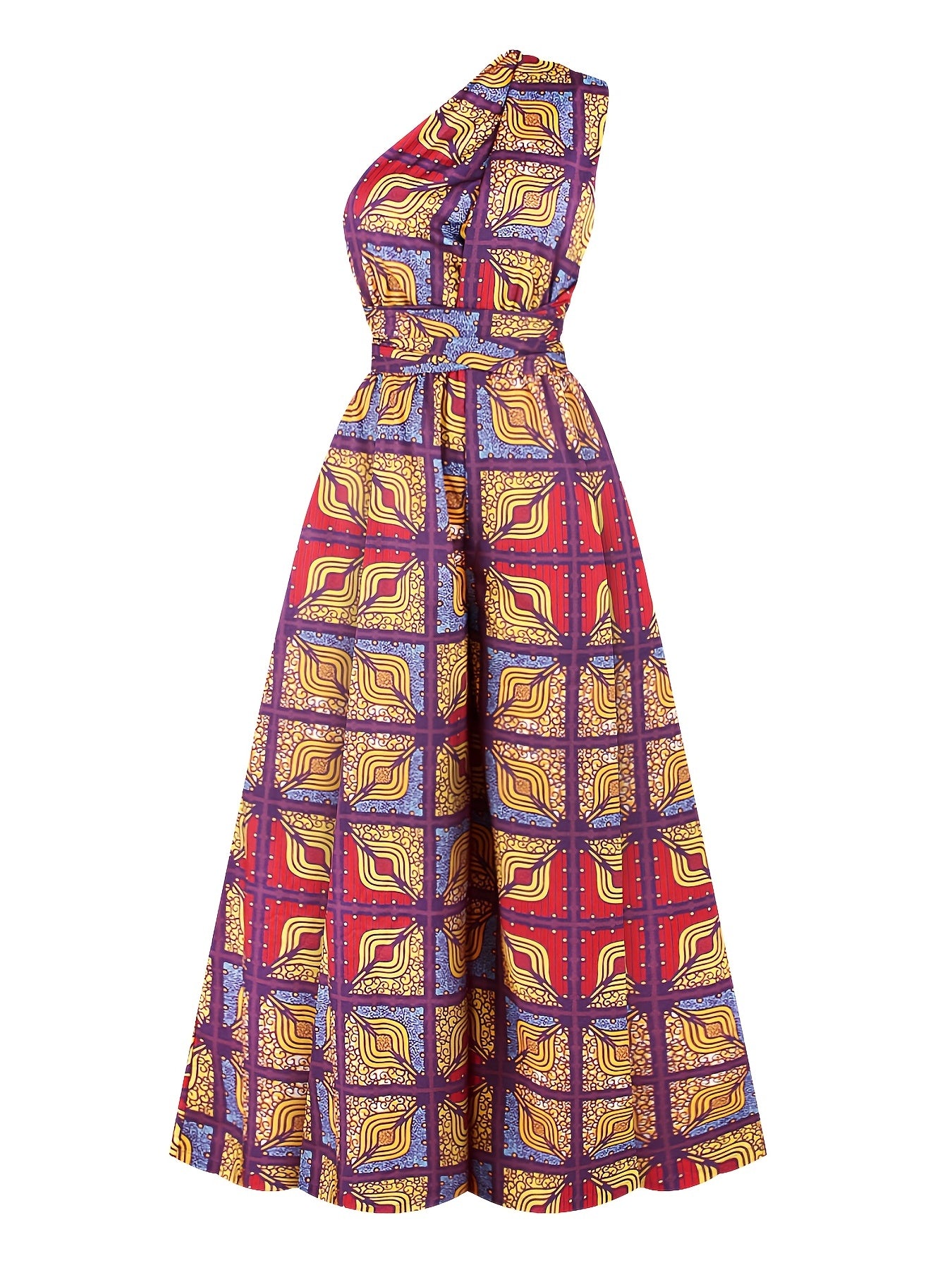Boho Sleeveless Wide Leg Jumpsuit, Slim Waist, Long Length